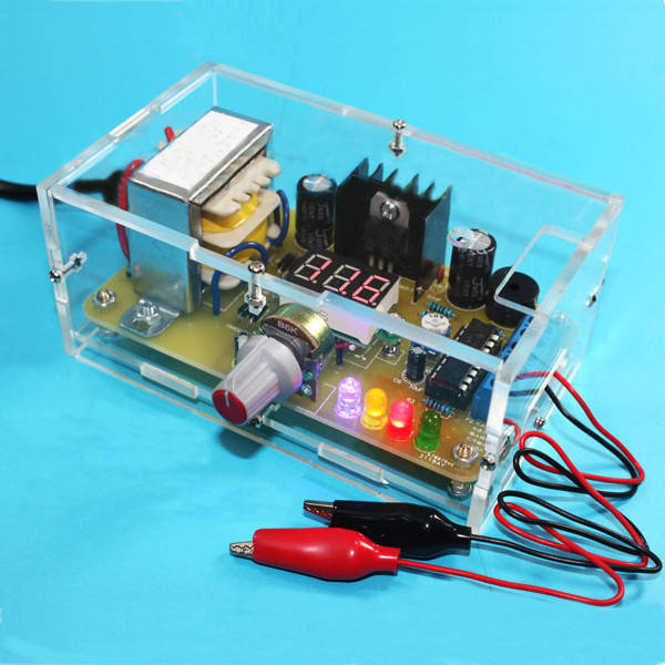 EU 220V DIY LM317 Adjustable Voltage Power Supply Board Learning Kit With Case