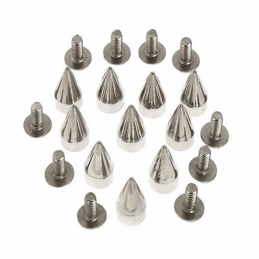 100pcs 9MM Silver Cone Spikes Screwback Studs DIY Craft Cool Rivets Punk