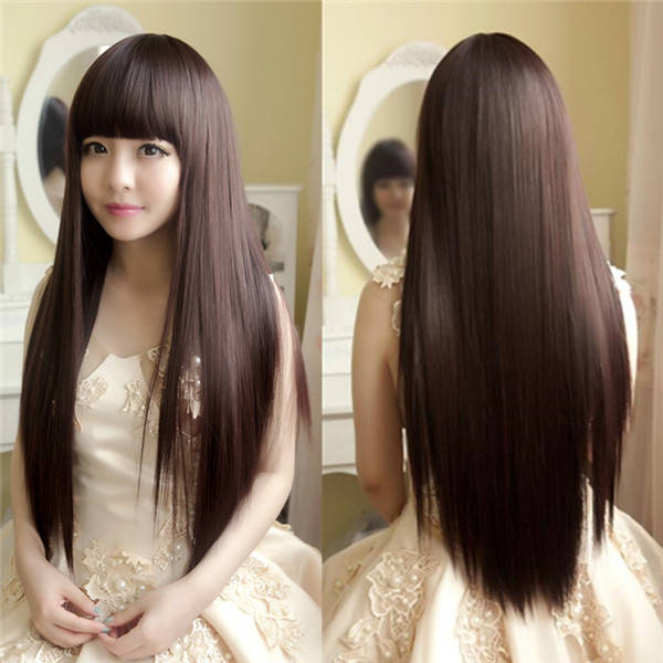 Charming Fluffy Straight Wig High-Temperature Fiber Natural Long Hair Full Wigs
