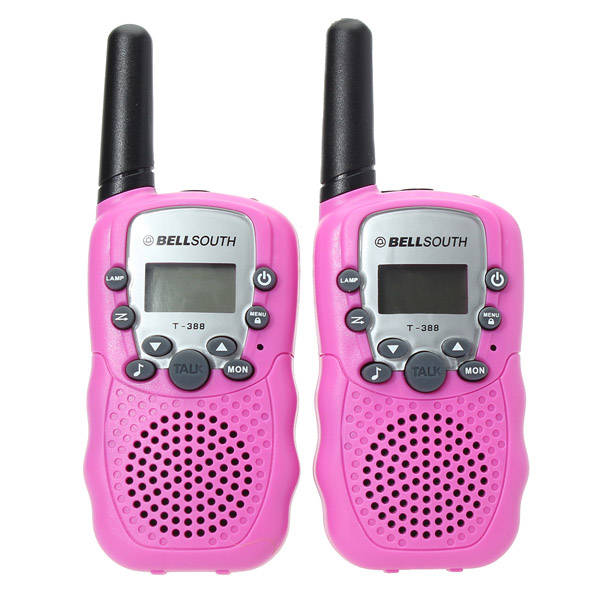 2pcs T-388 0.5W UHF Auto Multi-Channels Mini Radios Walkie Talkie Pink