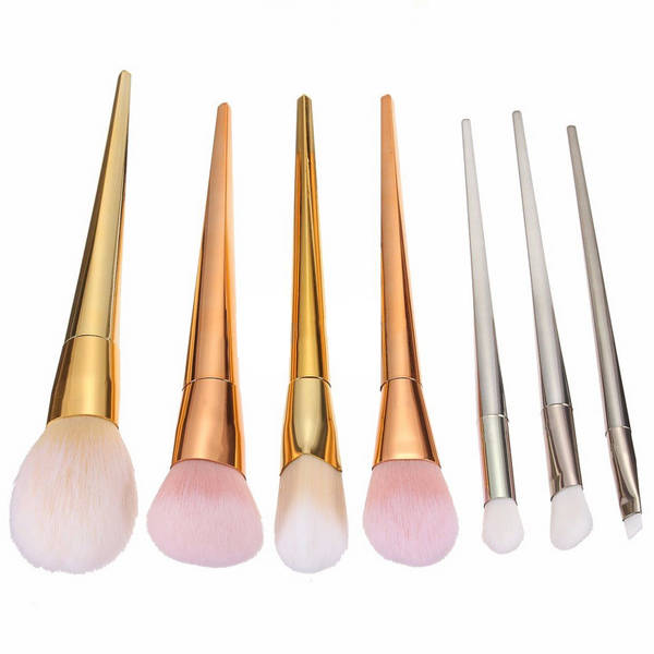 7Pcs Alloy Handle Synthetic Fiber Makeup Brush Set Blush Powder Eye Shadow Foun