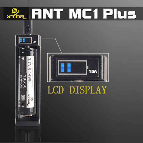 XTAR ANT-MC1 Plus LCD Display Micro USB Smart Charger For 18650 14500 26650 Bat