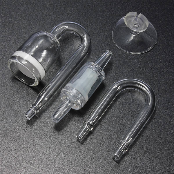U Shape Aquarium CO2 Diffuser Check Glass Tube Suction Cup
