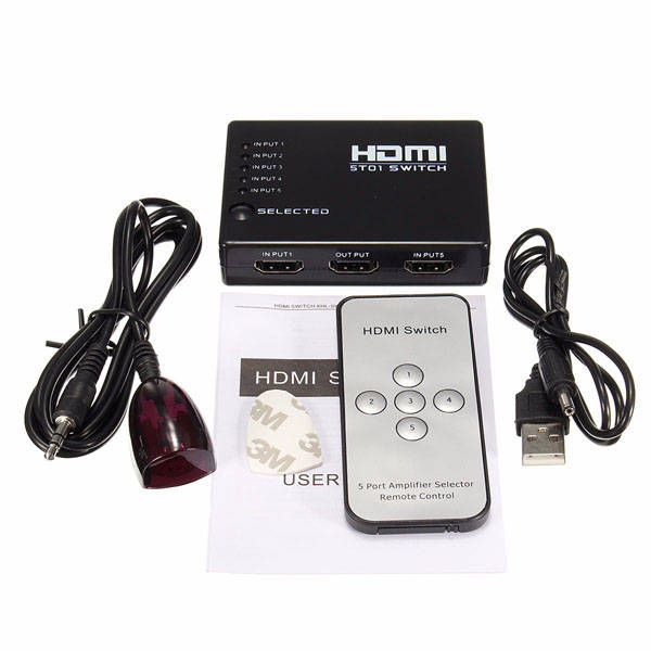 5 PORT HDMI Switch Switcher Selector Splitter Hub Box 1080P for HDTV PS3 XBOX