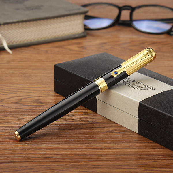 Black Hero 78 0.5mm Fine Clear Shape Calligraphy Fountain Pen With Black Box