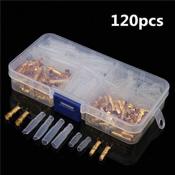 120pcs Brass Bullet 3.5mm Connector Terminal Male and Female with Insulated Cov