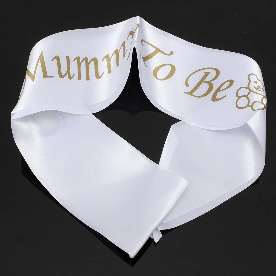 Mummy To Be White Satin Sash Banner Ribbon Baby Shower Party Favor