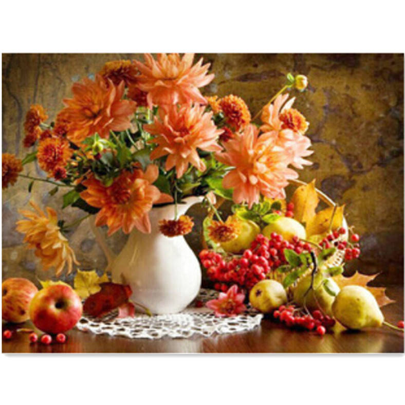 Digital Oil Painting Flower Fruit DIY Oil Painting By Numbers Kits Frameless Ca