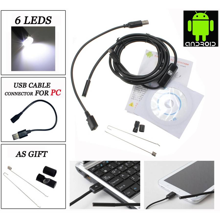 6 LED 7mm Lens IP67 USB Android Endoscope Borescope Tube Snake Camera for Andro