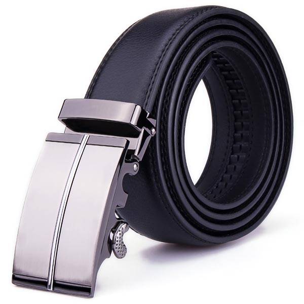 Mens PU Leather Belts Automatic Buckle Black Business Belts