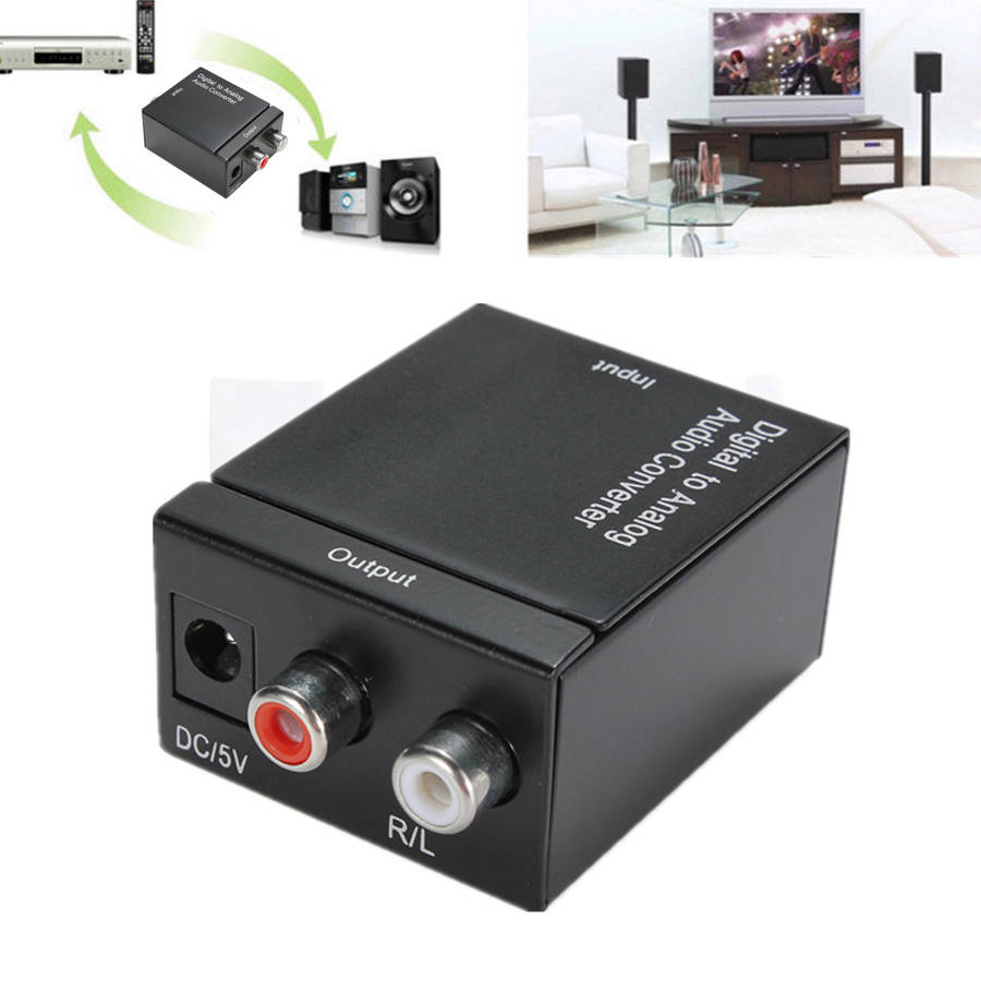 Digital Optical Coaxial Toslink To Analog Audio Converter Adapter