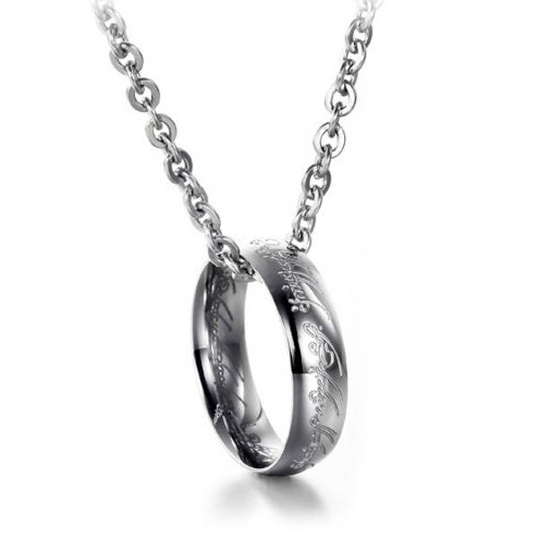 Unisex Lord Of The Ring Pendant Chain Necklace Titanium Steel