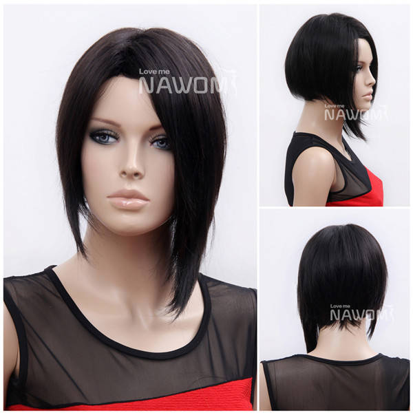 NAWOMI Unique Star Style 100% KANEKALON Synthetic Wig Middle Parted Black Strai