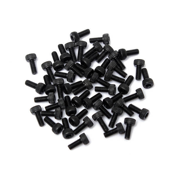 50 Pcs M2.5 6mm Black Carbon Steel Hex Socket Head Screw Set