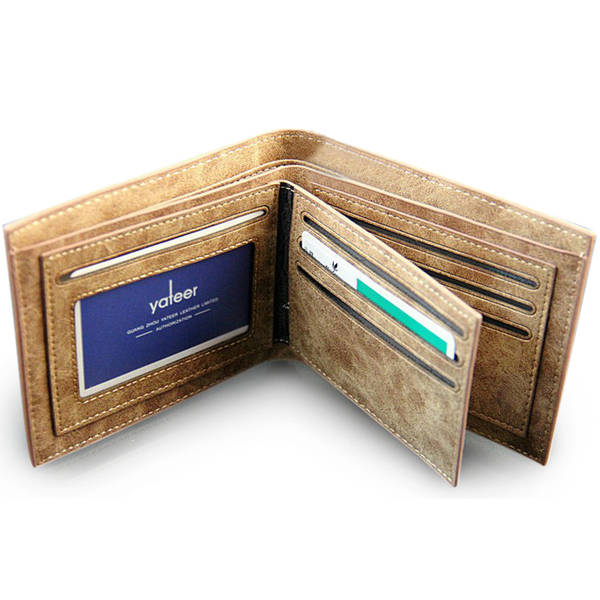 Men's PU Leather Short Plaid Soft Surface Matte Wallet