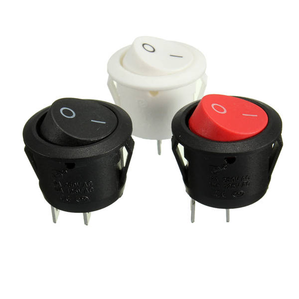 2 Pins Way 6A 250V 10A 125V Round ON/OFF Rocker Push Button Switch