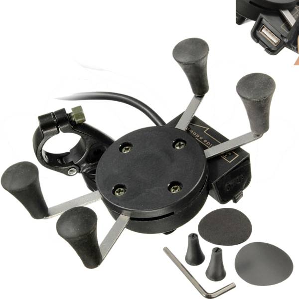 3.5-6.5inch 2A Quick Charge Phone GPS Handlebar Holder X-Grip Motorcycle Car US