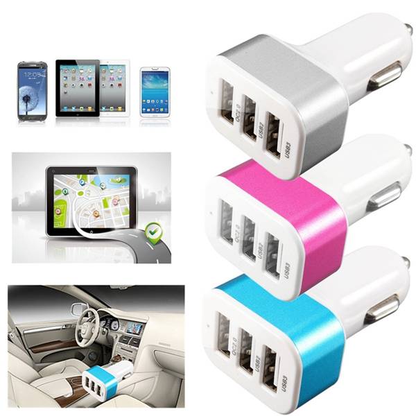 USB Car Charger Fast Charge 3 Port 5V 9V 12V 2.4A QC 2.0