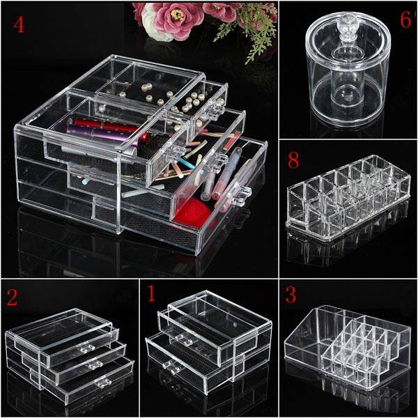Acrylic Clear Container Makeup Case Cosmetic Storage Holder Organizer