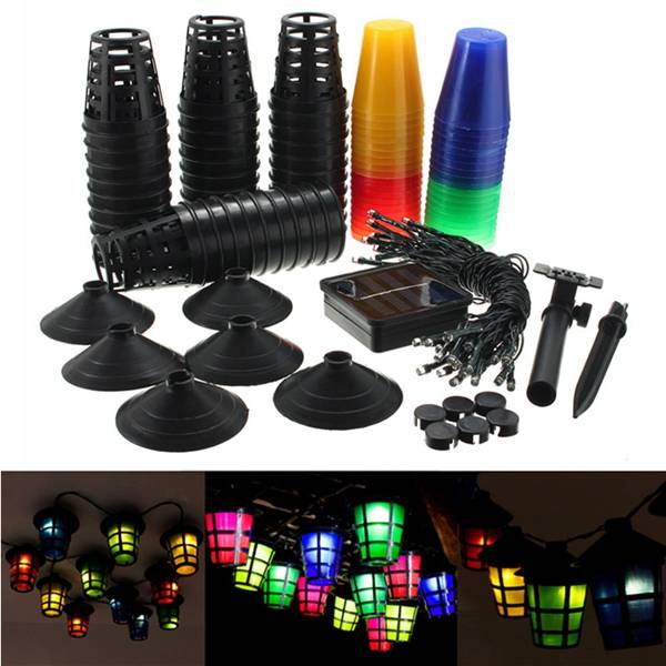 8M 40 LED Solar Powered Hanging Lantern Light Long String Lamp Outdoor Garden