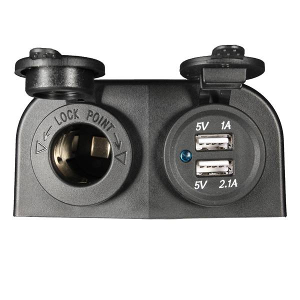 12/24V Cigarette Power Socket + USB Charger Power Adapter with 2 Screw