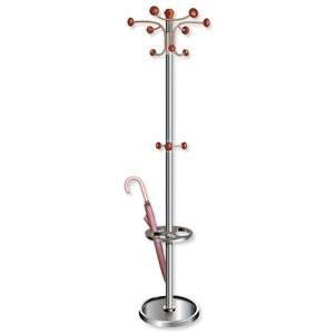 Hat and Coat Stand Tubular Steel with Umbrella Holder 9 Pegs 3 Hooks