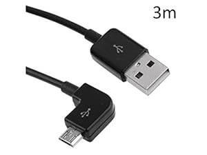 Fone-Stuff New 90 Degree Right Angle Angled Convenient Extra Long Micro USB 2.0 Charge an (Black)