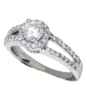 REAL 1.00CT ROUND DIAMOND SPILT SHANK WEDDING ENGAGEMENT RING 14K WHITE GOLD 4-9
