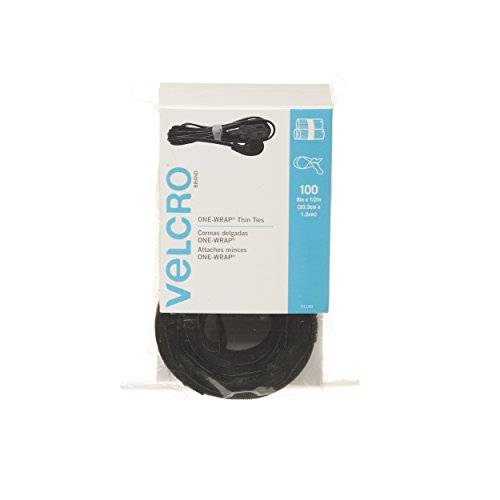 VELCRO Brand - ONE-WRAP Thin Self-Gripping Cable Ties: Reusable, Light Duty - 8" x 1/2" Ties, 100 Pa