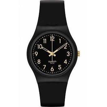 Swatch Golden Tac Black Dial Black Silicone Unisex Watch GB274