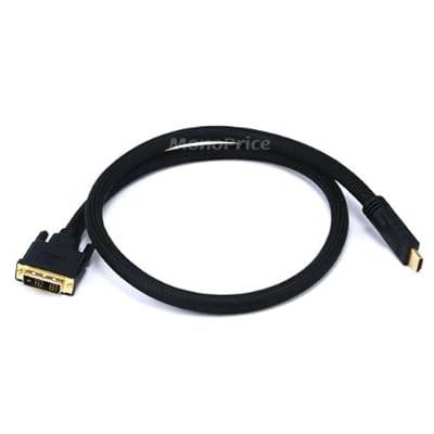 Monoprice 102286 3-Feet 24AWG CL2 High Speed HDMI to DVI Adapter Cable with Net Jacket, Black (1..