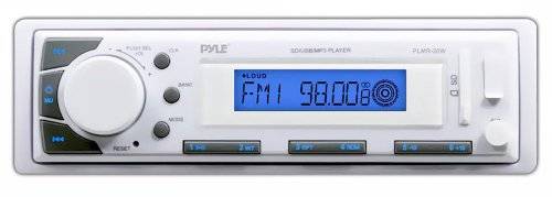 Pyle PLMR20W Marine In-Dash Receiver with AM/FM Radio and AUX Input for iPod/MP3 Players and SD/USB