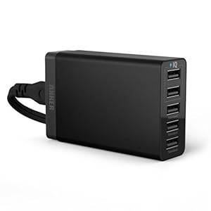 Anker 25W 5-Port Family-Sized Desktop USB Wall Charger with PowerIQ Technology for iPhone 6 5S 5C 5 4S iPad 5 4 3 2 Air mini Galaxy S5 S4 S3 Note 4 3 2 Tab 4 3 2 Pro Nexus 4 5 7 10 PS Vita Gopro and More