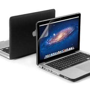 GMYLE(R) 3 in 1 Black Matte Rubber Coated Hard Case for Macbook Pro 13 inch - Silicon Keyboard Cover (US Layout) - Screen Protector - (not fit for 13 Macbook Pro with Retina display)