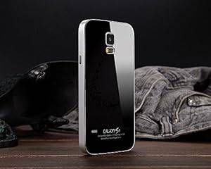 [Bamboo] Slim Ultra-thin Aluminum Hard Frame Tempered glass Back All Inclusive Met (Black-Silver)