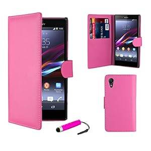 32nd Book wallet PU leather case cover for Sony Xperia Z1 Compact - Hot Pink