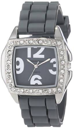 Cerentino Women's CR100-GRY Grey Silicone Rubber Rhinestones Watch