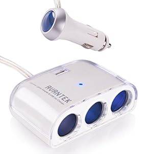 Car Charger AVANTEK R22 3-Socket Cigarette Lighter Power Adapter DC Outlet Splitter USB Car Charger for Cell Phones iPhones iPads & Tablet Computers White