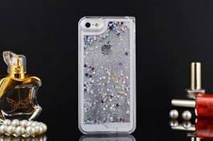 Flowing Hourglass Sand and Glitters Cases Covers for Iphone 5 5S Case-Silver