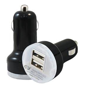 iTALKonline PowerPlus BLACK DUAL 2 USB Car Charger Adapter 12-24V DC 2000 mAh For Tesco Hudl