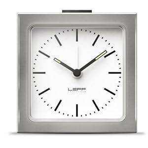 Leff Amsterdam 8.5 x 8.5 x 6 cm Stainless Steel Block Alarm Clock Station Silver