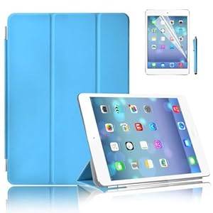 New iPad Air (iPad 5) with Retina Display Premium Quality Case Cover in with Front & Back Protection Smart Cover With Magnetic Auto Wake & Sleep Function - Full Grade Leather (PU) with Smooth Satin Inner Cloth with Screen Protector (Blue)