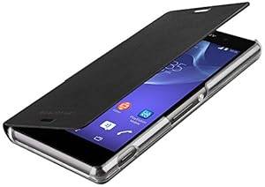 Sony Executive Flip Book Case Cover with Credit Card Slot for Xperia Z3 by Made for Xperi (Black)