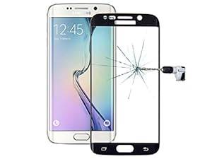 Fone-Stuff Samsung Galaxy S6 Edge Curved Real Glass Crystal Screen Protector Foil Full 3D Edge to Edge Screen Tempered Front Protection Case (Black)