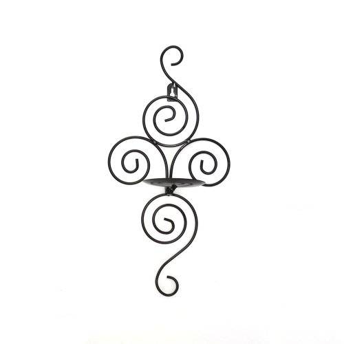 RURAlITY Pair of Swirling Iron Hanging Wall Candleholder Sconce