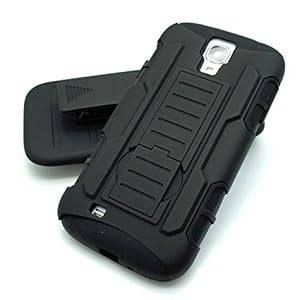 HEAVY DUTY ULTIMATE ARMOR SHOCKPROOF KICK-STAND BELT CASE FOR SAMSUNG GALAXY S4 AND S4 (S4 MINI)