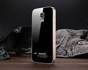 [Bamboo] Slim Ultra-thin Aluminum Hard Frame Tempered glass Back All Inclusive (Black-Champagne)