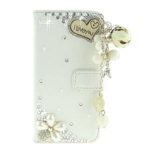 For Samsung Galaxy S3 Mini i8190 Folio Book Pearl Rhinstone Diamond Leather Cover Case Skin She