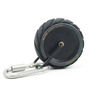 GranVela Mrice Campers Portable Outdoor Sports Wireless Bluetooth Speaker with 6 Hour Playtime Splashproof Shockproof Micro SD/TF Card Player Carabiner Clip Button Leather Buckle for iPhone 6 5S 5 iPad Air Mini Samsung Galaxy S5 S4 HTC Tablets PC -- Black