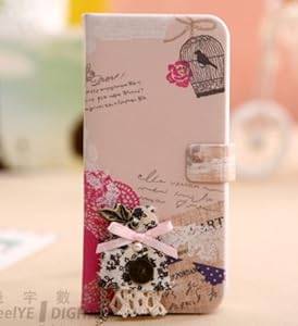 Super Spiderman Super Cute Floral Lace Bow and Bird Cage Folio PU Leather Case with Cover for Apple